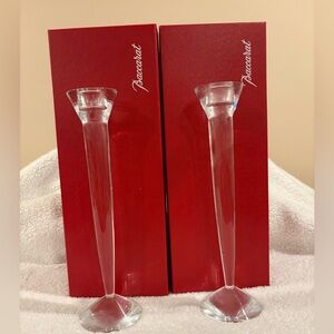 Pair Of Crystal Glass Baccarat France "Constellation" Candlesticks Holders